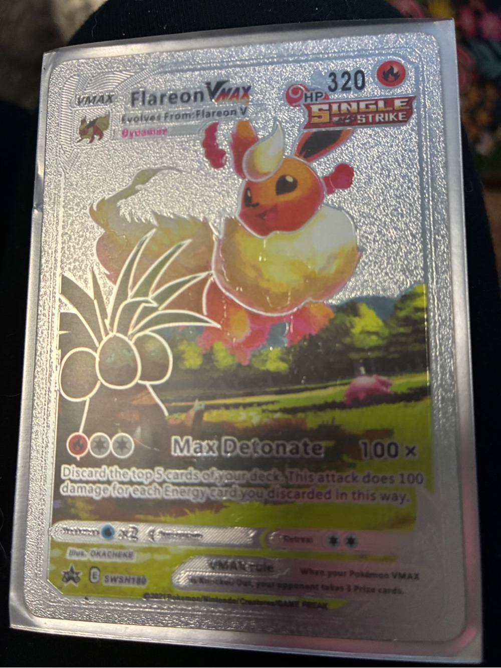 Flareon VMAX Pokémon Card - Silver Holographic Fire Design